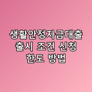생활안정자금대출 출시 조건 신청 한도 방법 DSR에 막히는 순간이 있어요