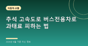 추석 고속도로 버스전용차로 과태료 피하는 법(시간·인원 기준, 2026년 8월 기준)