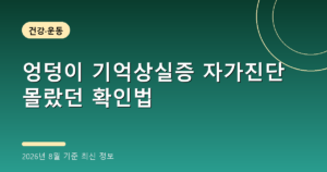 엉덩이 기억상실증 자가진단 몰랐던 확인법(둔근교정, 2026년 8월 기준)