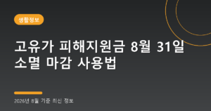 고유가 피해지원금 8월 31일 소멸 마감 사용법(잔액조회, 2026년 8월)