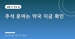 추석 문여는 약국 지금 확인(연휴 당번약국 조회, 2026년 9월 기준)