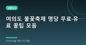 여의도 불꽃축제 명당 무료·유료 꿀팁 모음(노들섬 오렌지플레이존, 2026년 9월 기준)
